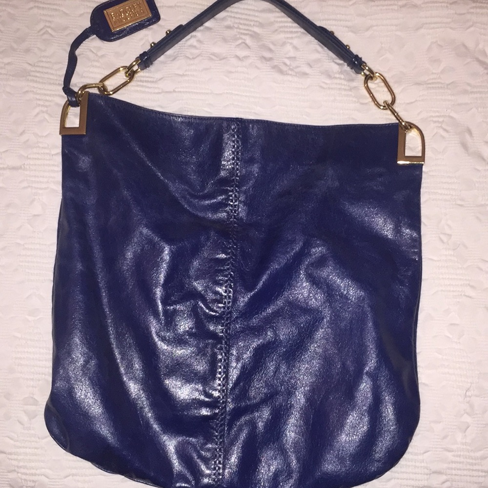 Badgley Mischka royal blue hobo leather bag